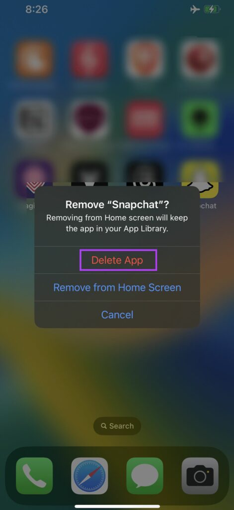 remove snapchat from your phone