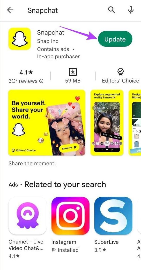 update snapchat app