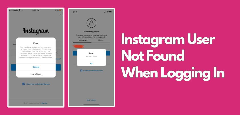 Instagram User Not Found When Logging In