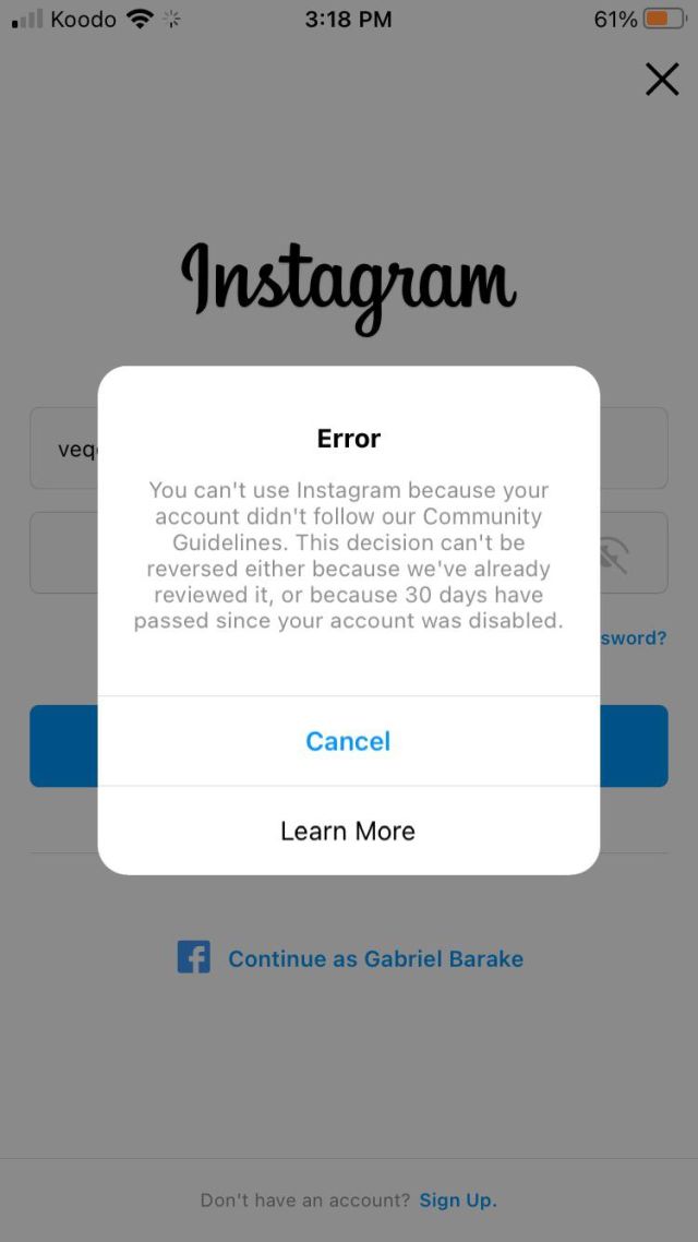 Instagram permanently disabled my account