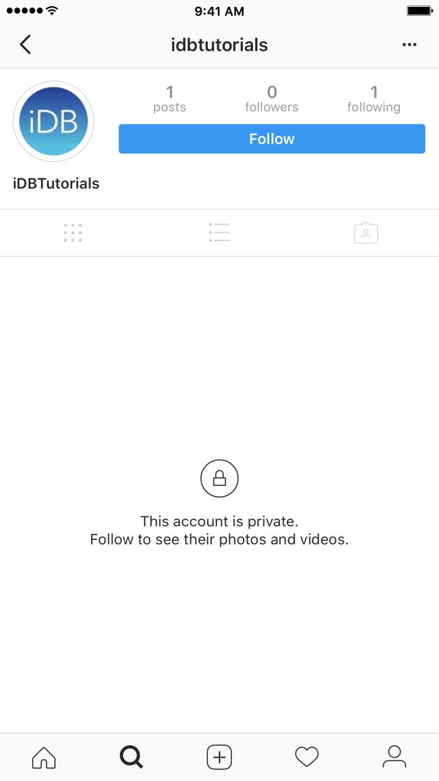 private Instagram account